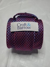 Croft Barrow Tie Blue Red Iridescent Geometric Polyester Slim 57x3