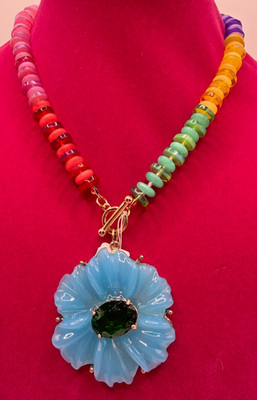 Gemma Layne from Dillards Rainbow Disc Flower Gold Toggle Clasp Necklace NWT