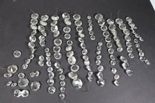 VTG Crystal Chandelier Prisms Lot Faceted Glass Octagon Drops Garlands (c3)