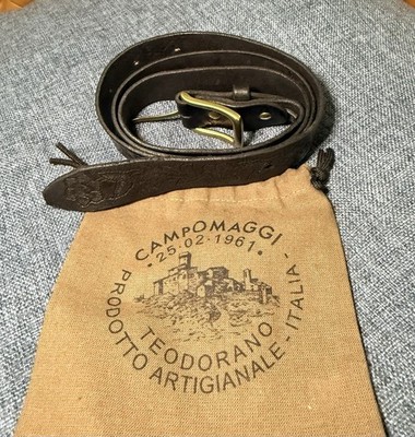 Campomaggi Women s black Leather Belt with Brass Buckle Size 100