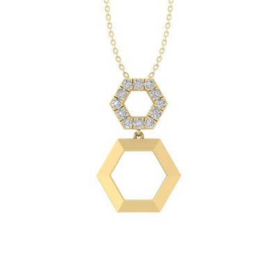 Halskette mit Anhänger 0,25 kt im Labor gezüchteter Diamant 10 K Gelbgold 18 Zoll Silberkette