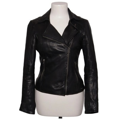 Tigha, Bikerjacke, Damen, Größe: S, Schwarz, Baumwolle/Leder/Polyester #u9X