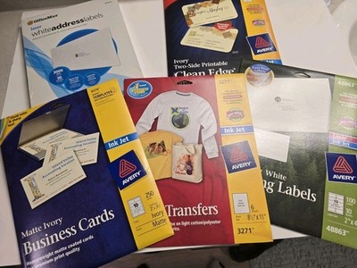 Avery & OfficeMax Printable Supplies Lot Business Cards Labels Fabric Transfers