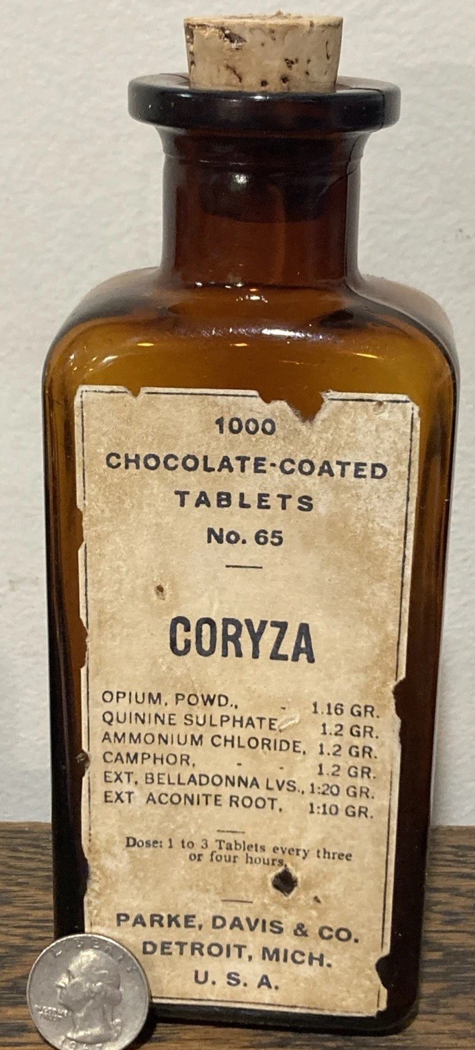 Opium Antique Vintage Medicine Narcotic Bottle Pharmaceutical Parke Davis