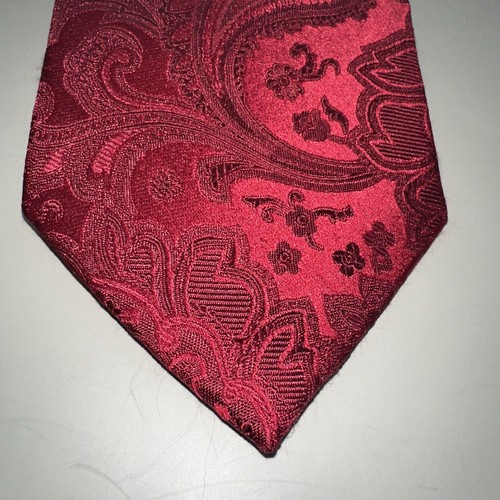 Cravatta collo Donald J Trump Signature Collection rosso paisley seta XL 66” 3,75” W - Foto 3 di 11
