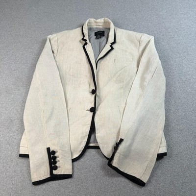J Crew Schoolboy Linen Blazer Women 10 White Jacket Academia Heritage Office