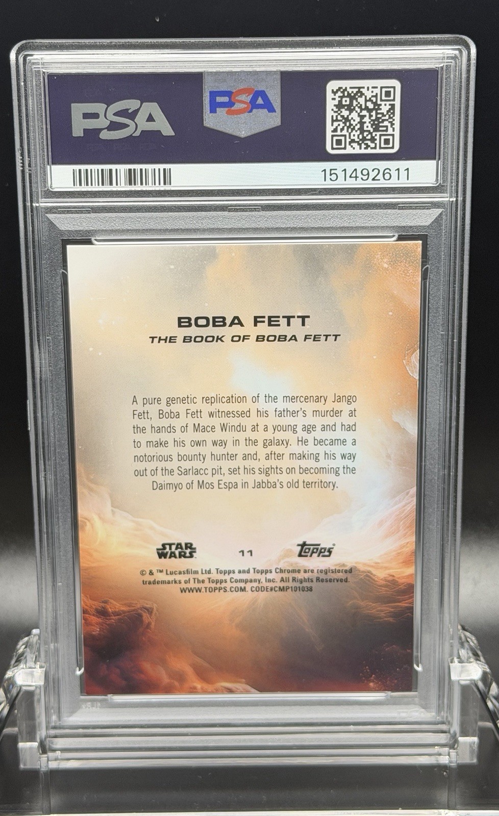 2025 Topps Star Wars Chrome #11 Boba Fett Orange Pulsar /25 PSA 10 pop 1 view 2