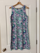 Talbots Dress Medium Purple Floral Effortless Jersey Stretch Resort Preppy