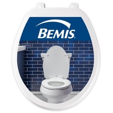 Plastic Round Toilet Seat with Cover White Top Tite Hinges Durable Easy Install