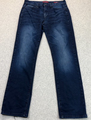 GUESS Los Angeles Mens Slim Straight Jeans Blue Denim Del Mar Fit Whisker 32x32