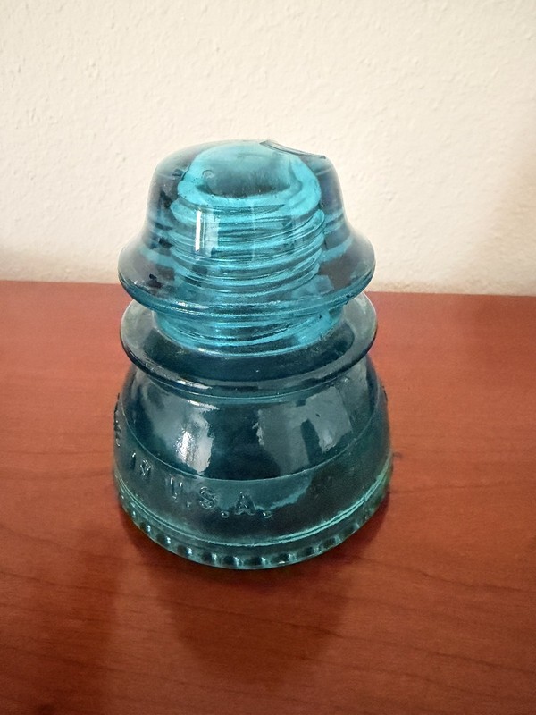 Antique Vintage Hemingray No 42 Glass Insulator Aqua 