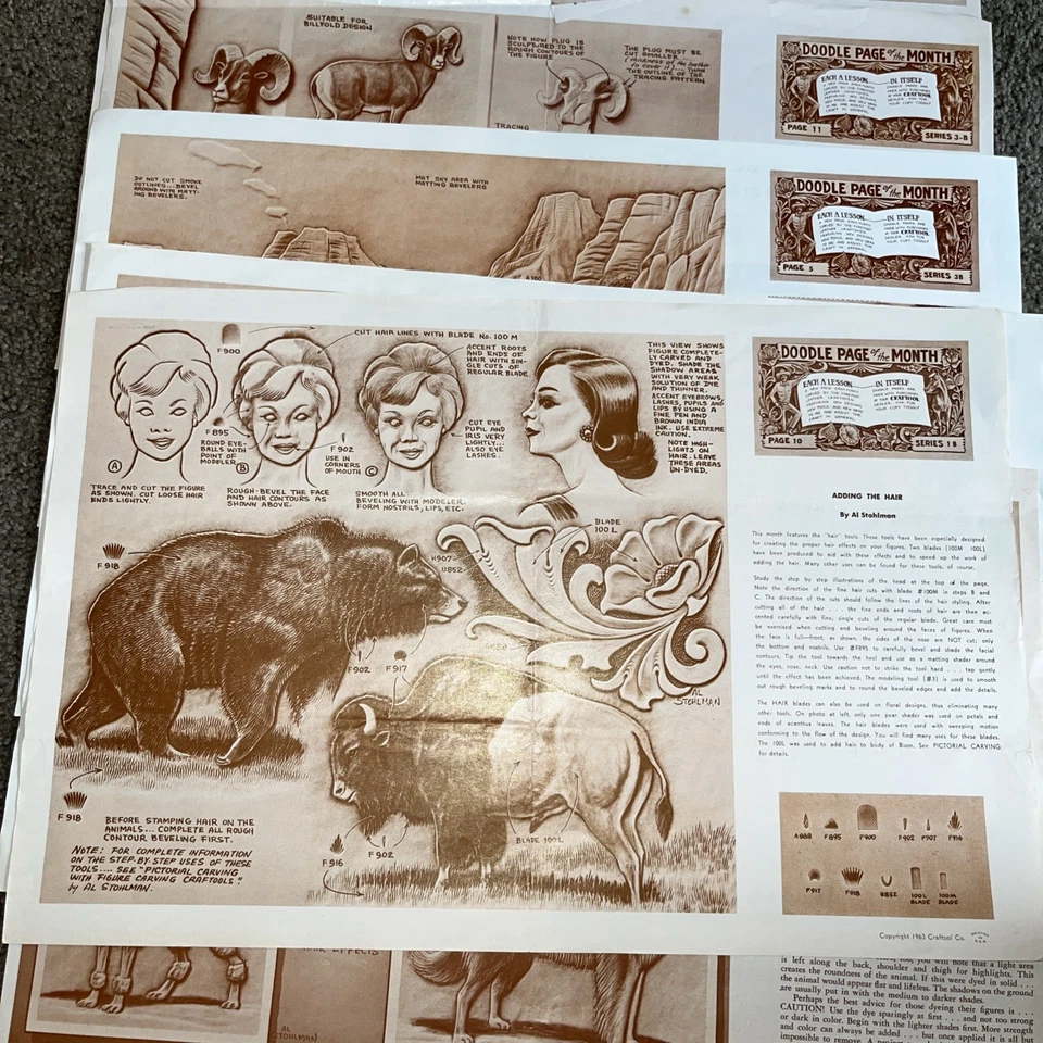 7 patrones de talla de cuero vintage de herramientas artesanales Doodle Page Mes Stohlman Western - Imagen 4 de 4