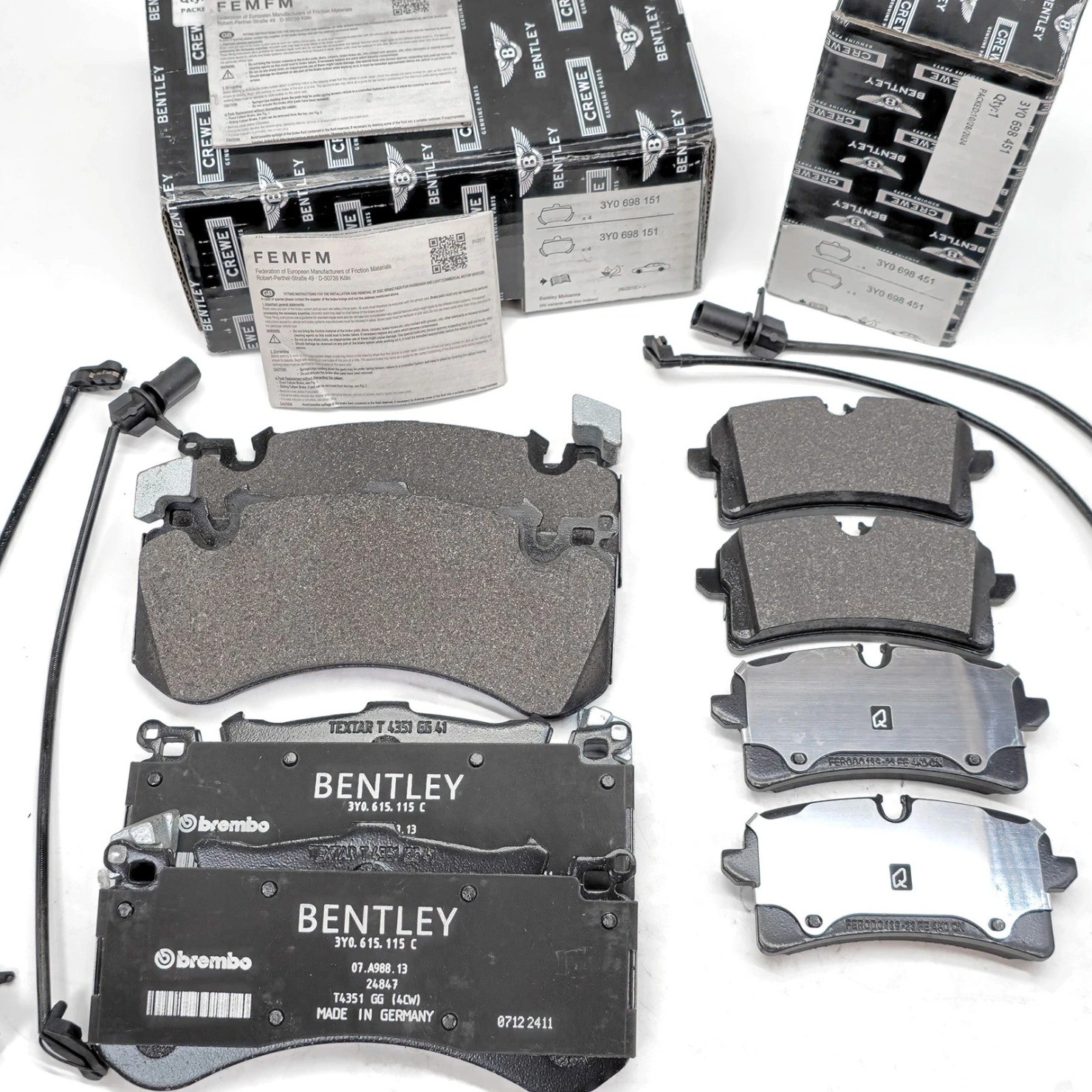 3Y0698151C Genuine Bentley Mulsanne Front Rear Brake Pads W/Sensors 3Y0698451B