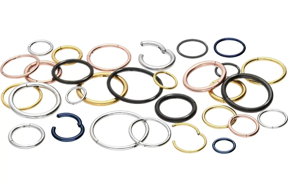 PIERCINGLINE  Piercing Ring SET Chirurgenstahl Segmentring Clicker - Bild 2 von 4