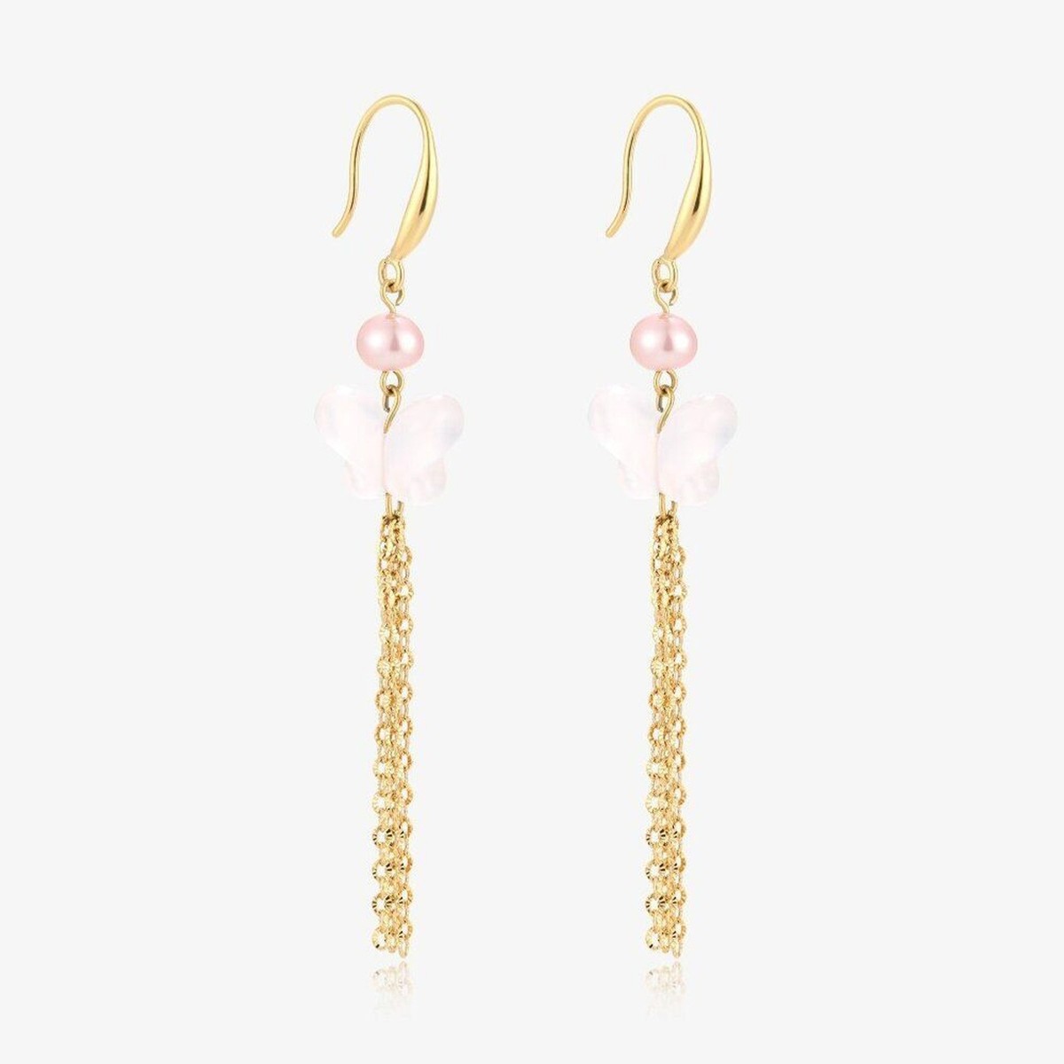 Butterfly white Jade & Fresh Water Pearl Earrings