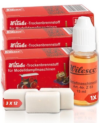 Wilesco Witab 3x Trockenbrennstoff + Dampfmaschinen Öl