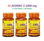 3 Bottles ACORBIC Vitamin C 1000mg Citrus Antioxidant Immune Health Vegetarian