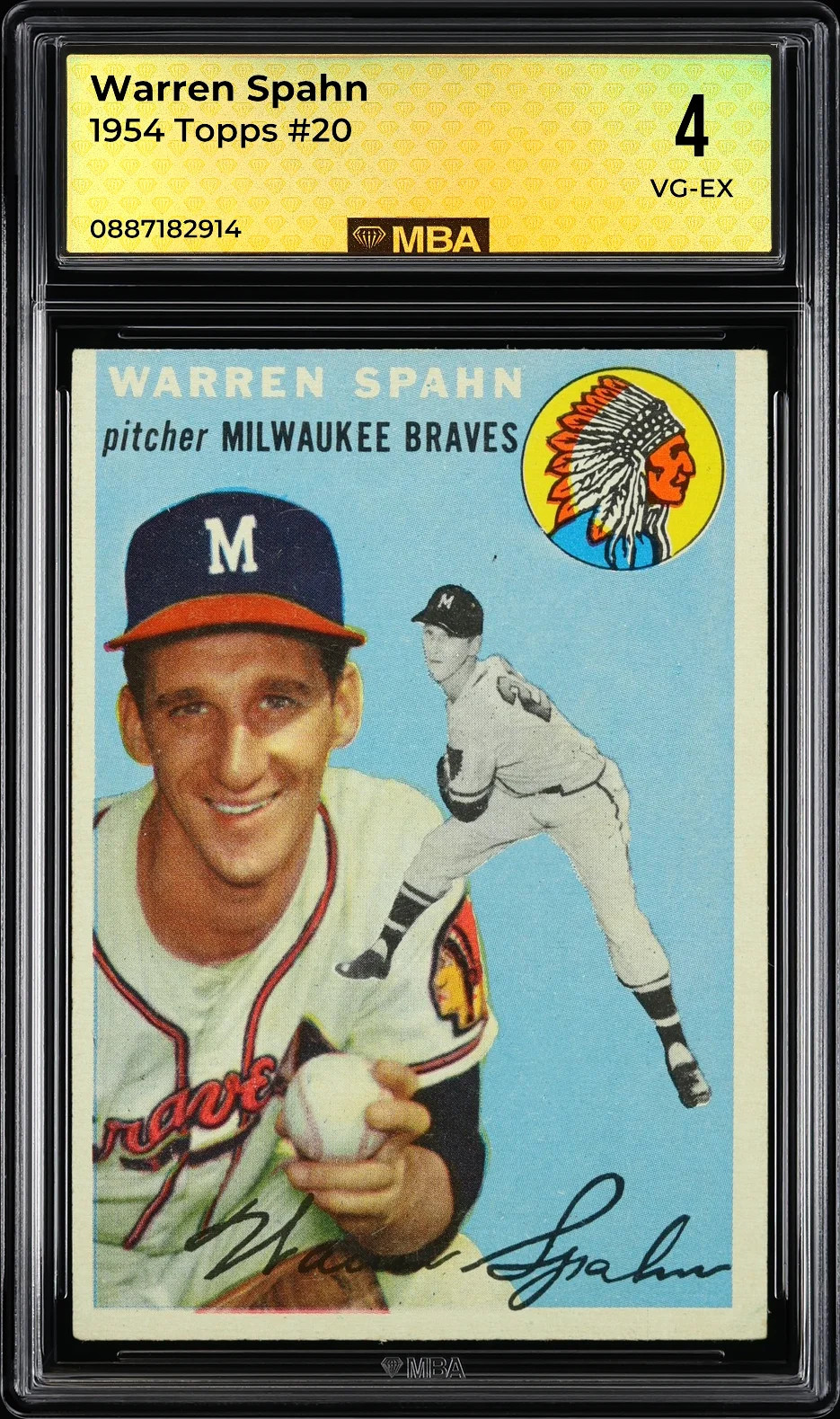 1954 Topps Warren Spahn #20 MBA 4