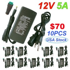 12V 5A 5 Amp 60W DC 12 Volt Power Supply Adapter Transformer LED Strip, CCTV, PC