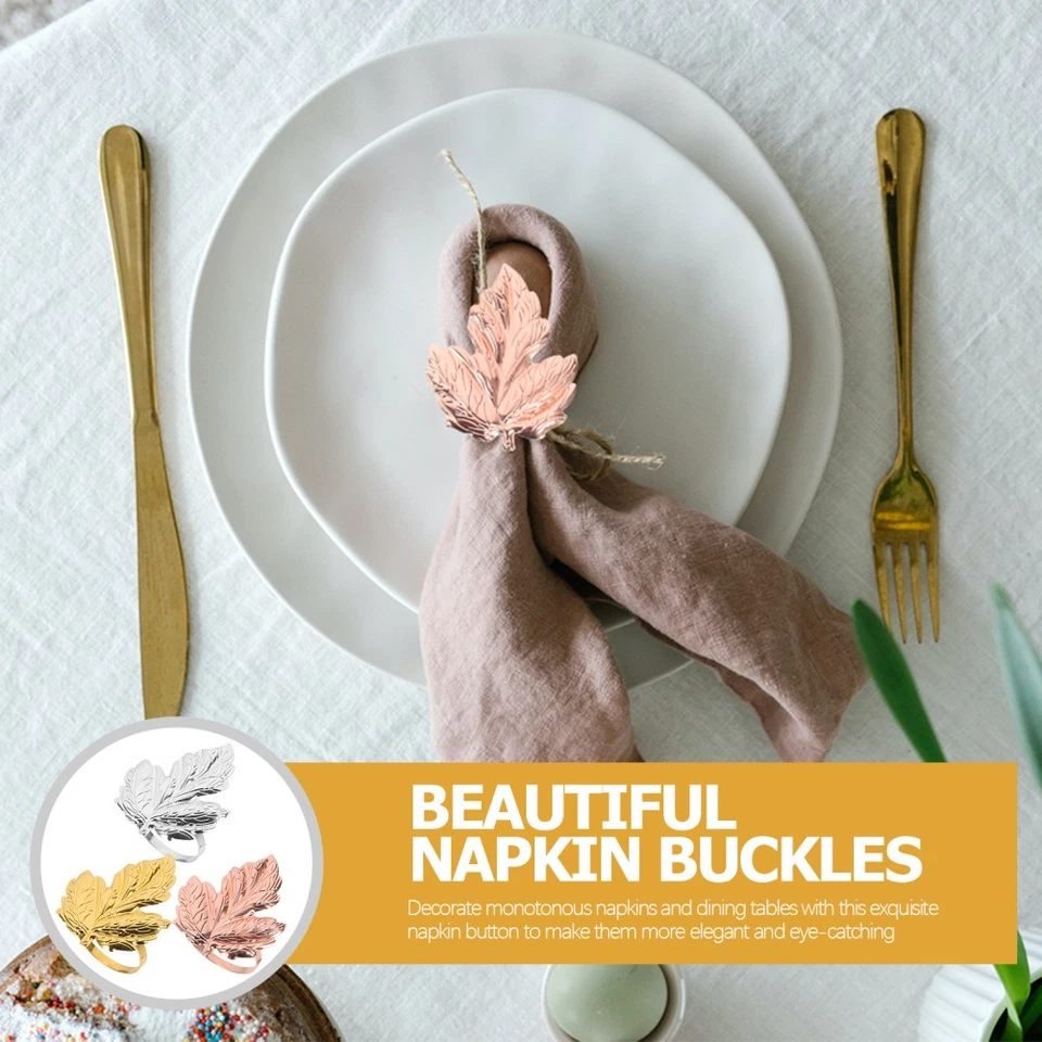 3 Pcs Anello Portatovagliolo Tovaglioli Da Tavola Anelli Fibbia Del Di Metallo - Immagine 4 di 4