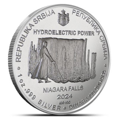 2024 1 oz Republic of Serbia Silver Nikola Tesla Hydroelectric