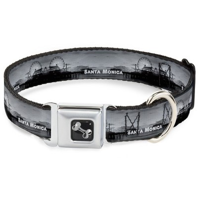 Dog Collar Bone Vivid SANTA MONICA Pier Skyline Grays/White WIDE-Lar (US IMPORT)