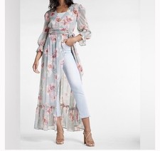 Express Sheer Floral Wrap Dress Cover Up Women's M/L Whimsical Fairy