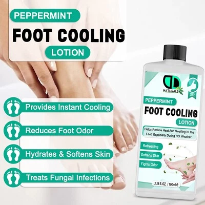 DD TECK Foot Cooling Peppermint Lotion - Hydrates & Softens Skin Relief for Tired Feet