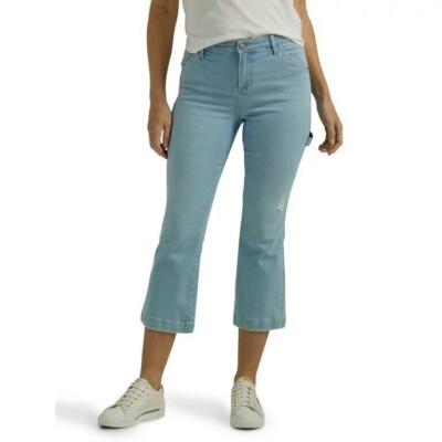 Lee  Women's Carpenter Crop Mid Rise Flare Pant Mid-Rise Size 2M #C8M