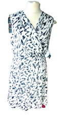 M & S MIDI DRESS- Wrap Style,Sleeveless,White/Navy UK 12-SALE-REDUCED TO CLEAR