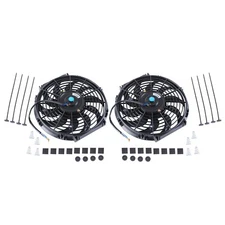 2PCS 12" Black Slim Fan Push Pull Electric Radiator Engine Cooling 12V Mount Kit