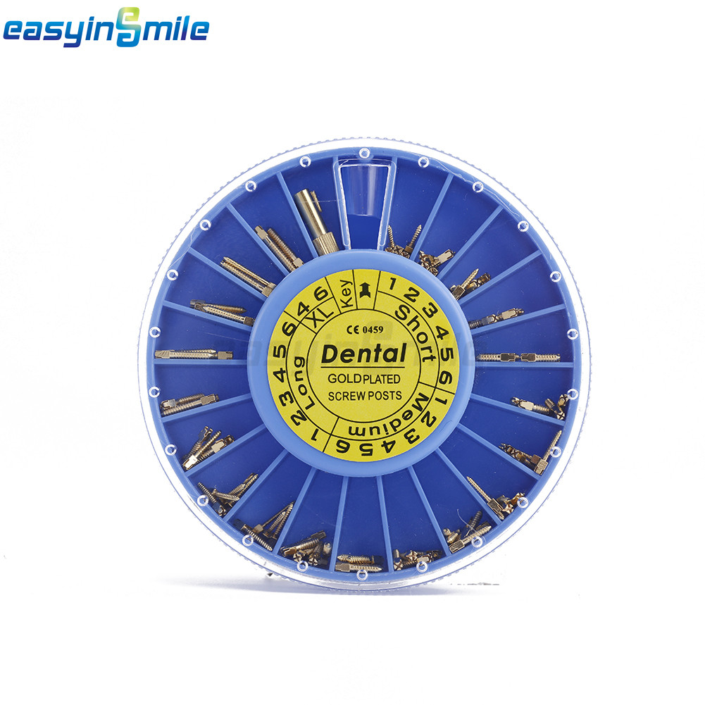 120pcs Dental Endodontic Screw Posts Assorted Kit &2Key Gold Planted