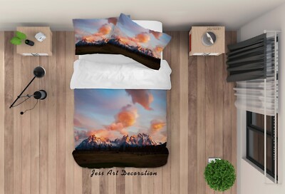 3D Schneeberg Himmel Landschaft Steppdeckenbezüge Bettbezüge Set Bettwäsche
