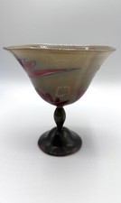 Vera Walther Glas Fußschale Schale Signiert Opalglas Glaskunst Blüten Dekor