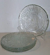 4 GG Collection Glass Ribbed Dinner Plates Gracious Goods Retired