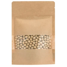 100pcs Kraft Stand-Up Pouches Zip Lock Food Storage Bag with Window 7.1''x4.7''