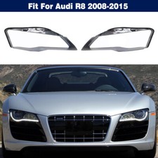 Pair Headlamp Headlight Clear Lens Cover + Sealant Glue For Audi R8 2008-2015