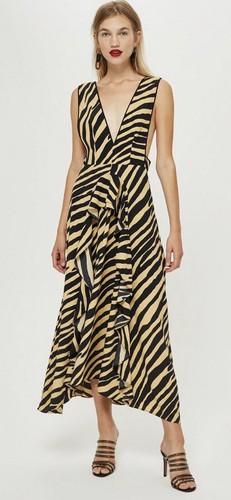 Topshop Zebra Print Pinafore Midi Dress 