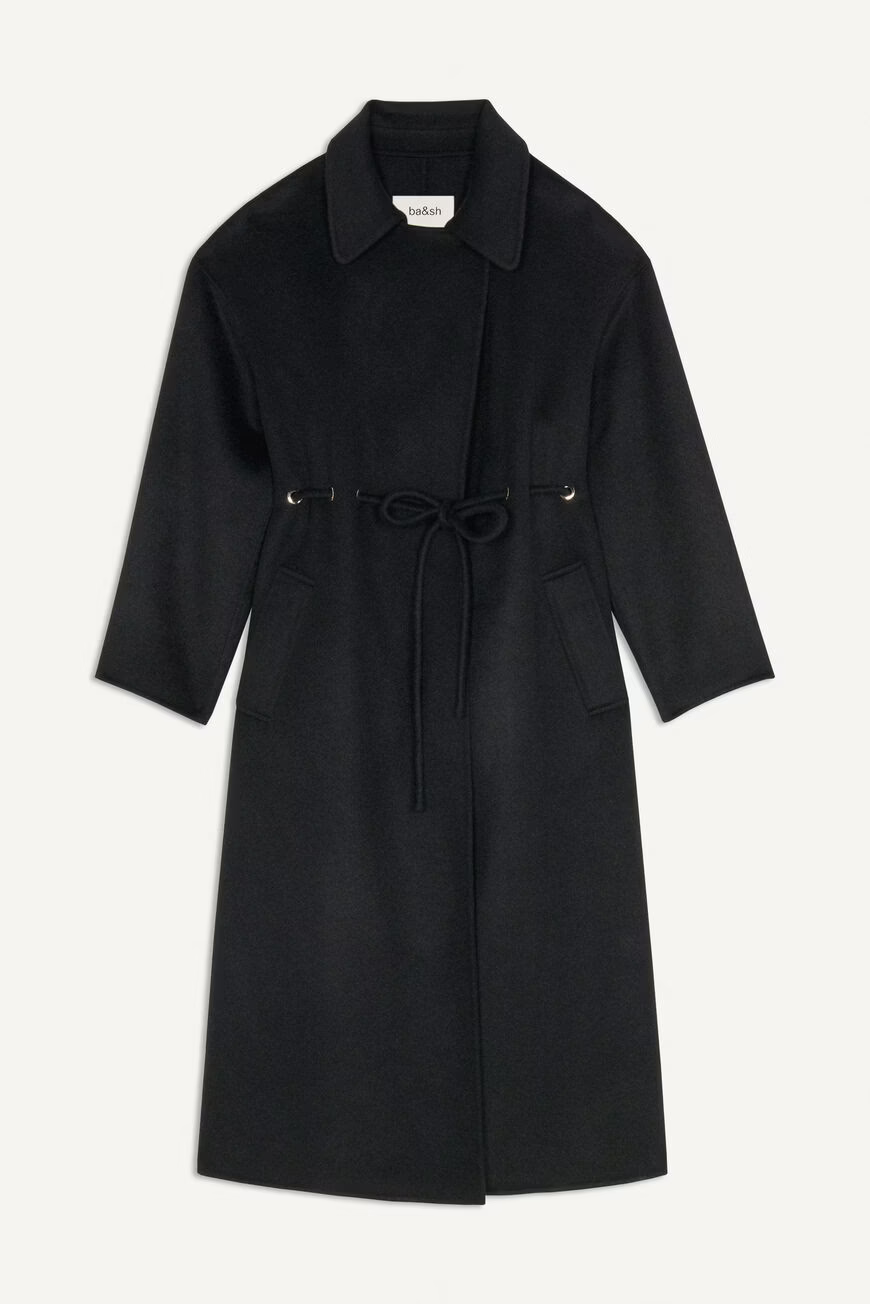 BA&SH Kate Drawstring Wool-blend Coat In Black Size S Brand new condition