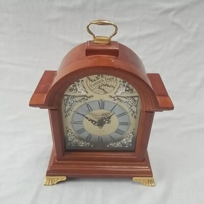 Vintage Tempus Fugit Manteluhr Timemaster Holzgehäuse goldfarbener Rand Taiwan