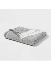 60"x80" Marled Boucle Bed Throw with Fringe Gray - Threshold MSRP $64