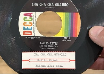 RARE Popcorn Latin Soul 45 EMILIO REYES Cha Cha Cha Guajiro DECCA Juke Strip EX*