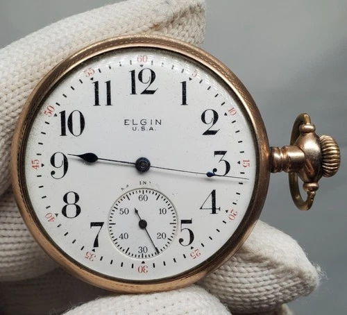 Antique 1907 Elgin Grade 312 | 16s 15J Gold Filled Pocket Watch Starts/stops