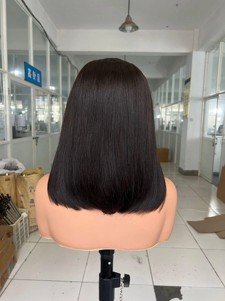 Media peluca rizada rizada rizada 100 % 18" cabello humano 200 densidad 3 en 1 cordón gorra belleza Foto 3 de 4