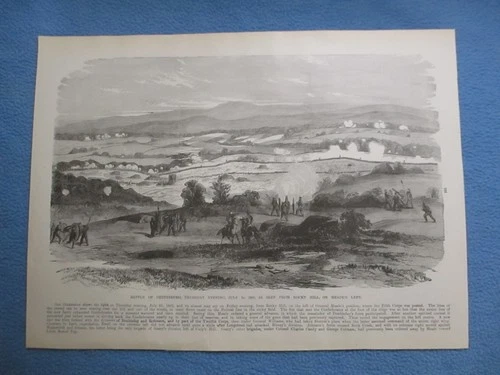 1884 Civil War Print - Battle of Gettysburg, July 2nd,  From the Rocky Hill
