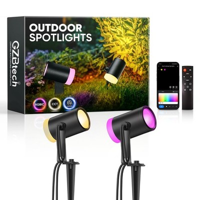 Waterproof Landscape Spotlights, 24V RGB+IC+CCT Color Changing Outdoor Pathwa...