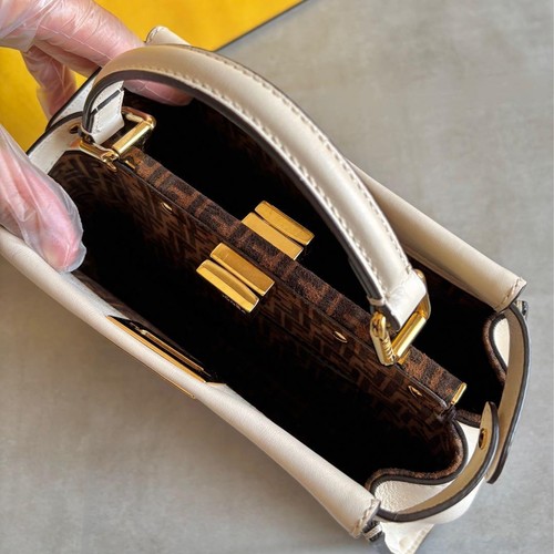 FENDI White Leather Peekaboo Mini Bag Strap Made in Italy w/ Box and Papers - Picture 5 of 15
