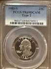 1981-S Proof Washington Quarter Uncirculated Type 2 PCGS PR69DCAM (#39)