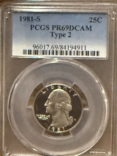 1981-S Proof Washington Quarter Uncirculated Type 2 PCGS PR69DCAM (#39)