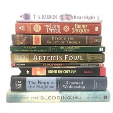 Lot of 9 juv Fantasy/Paranormal~Brian Jacques~T A Barron~C S Lewis~Patrick Car..